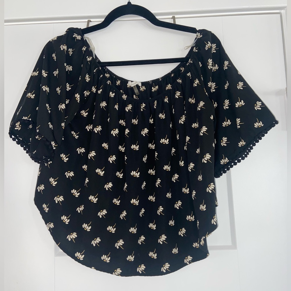 Black Floral Off the Shoulder Top